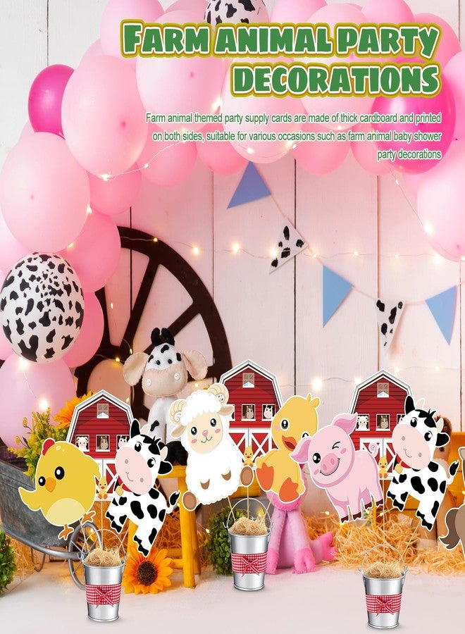 Weekgrat 6 Set Farm Animal Party Decorations Farm Animal Centerpiece Sticks with Metal Buckets Table Toppers Animals Theme Party Baby Shower Farm Birthday Party Supplies - Image 4